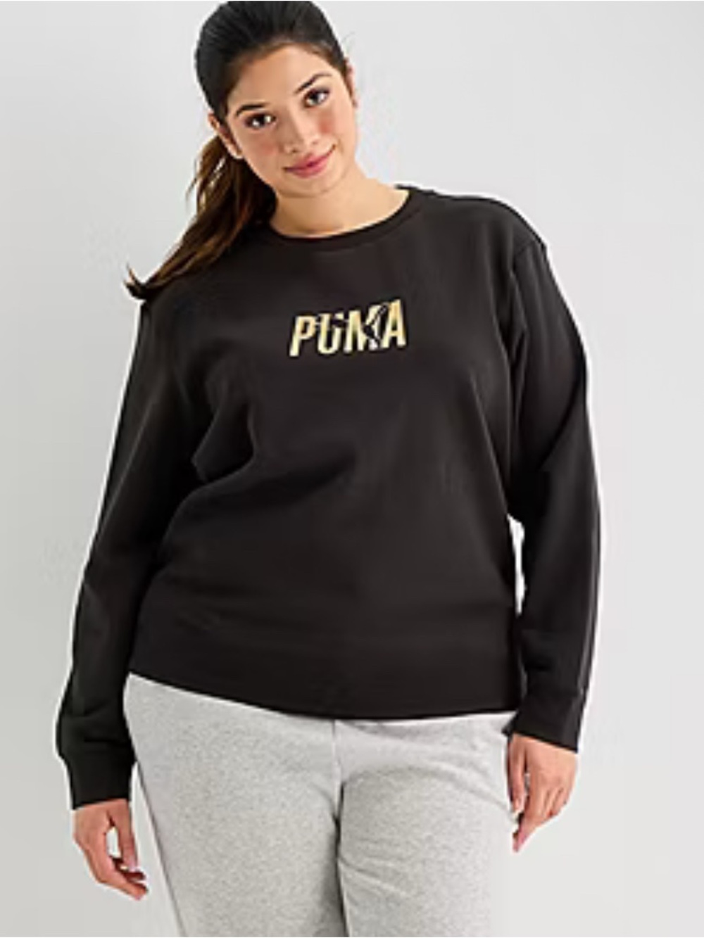 PUMA Women's Crew Neck Long Sleeve Plus Sweatshirt